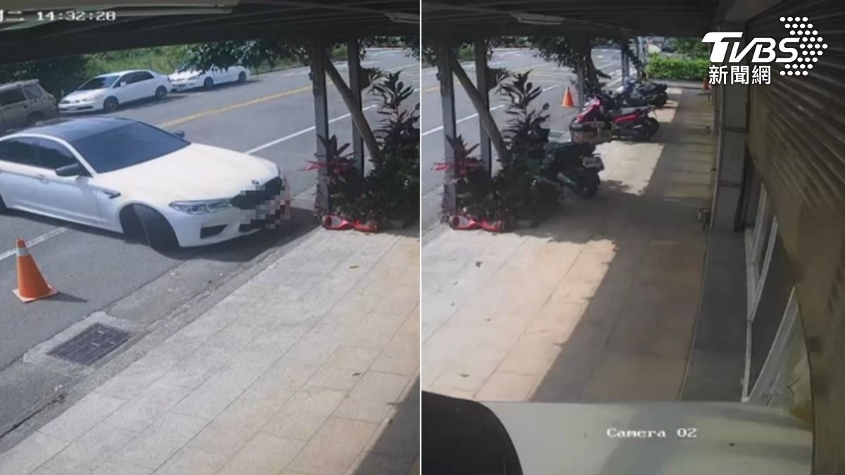 BMW轎車失控衝撞民宅。(圖/TVBS)
