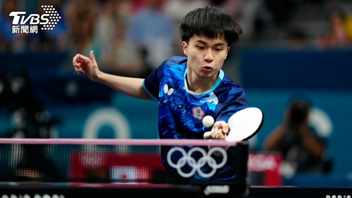 林昀儒第二點強碰張本智和奪勝。（圖／達志影像美聯社）