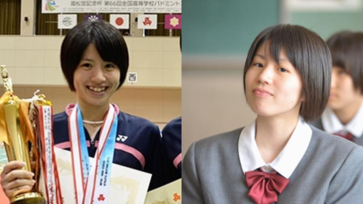 日羽球女神志田千陽舊照曝光，當時牙齒較為凌亂。（組圖／翻攝自X、青森山田高校官網）