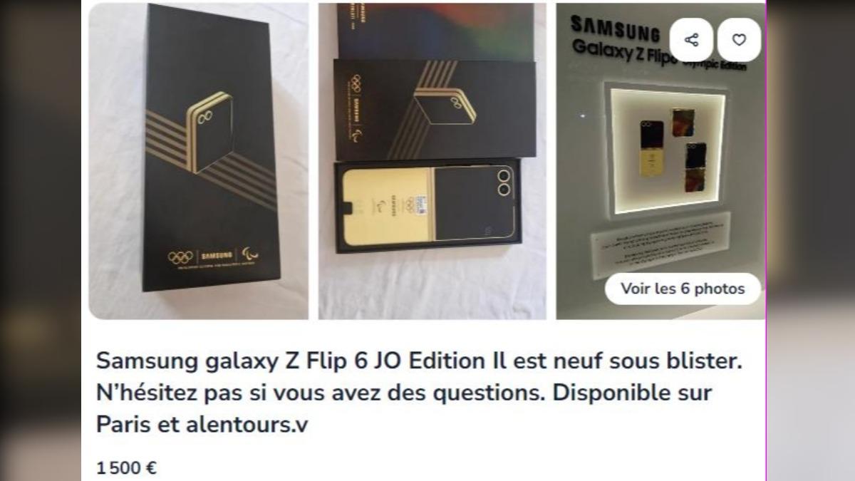 Galaxy Z Flip6奧運特別版手機被拍賣。（圖／翻攝自Le Bon Coin）