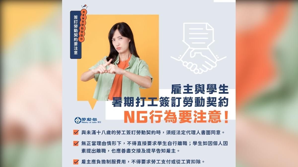 打工族與正職員工權益相同,如因不適任須終止合約,應依派遣規定辦理。(圖/翻攝勞動部臉書)