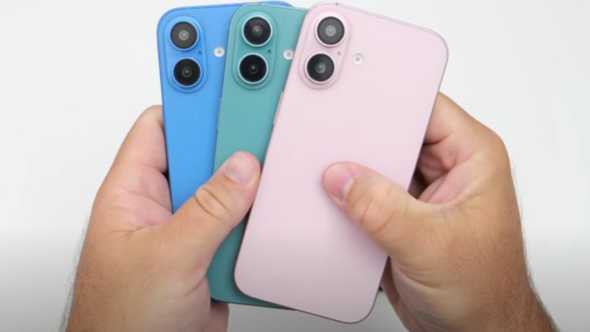 粉紅、藍和綠是iPhone 16才有的新配色。(圖/翻攝自YouTube@zollotech)