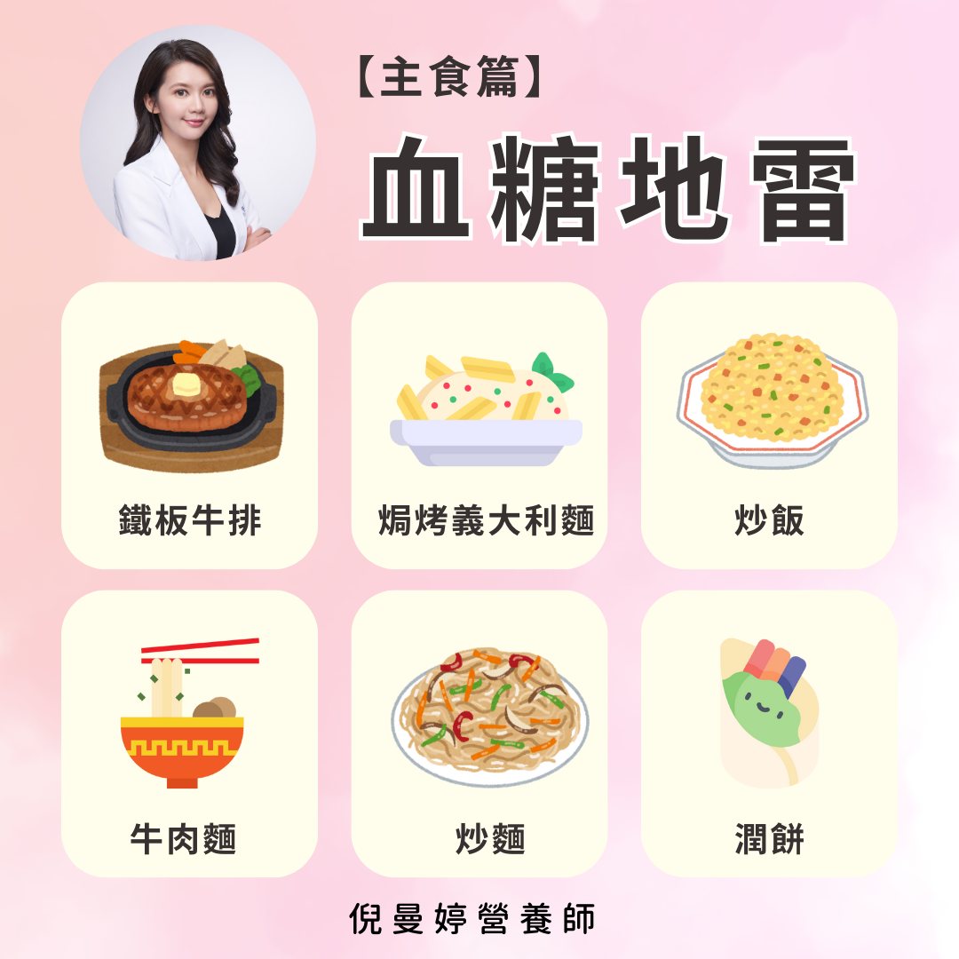 倪曼婷在臉書粉專分享,6種常見外食易造成血糖高幅度上升。(圖/翻攝自營養師倪曼婷臉書粉專)