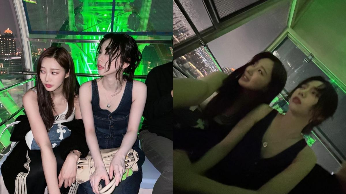 Karina、Giselle(左)一起搭上大直美麗華的摩天輪。(圖/翻攝自Giselle IG)