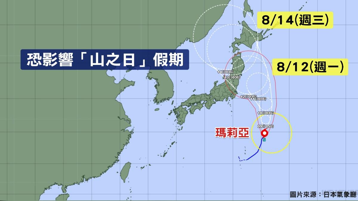 颱風瑪莉亞將往日本本州北部前進。(圖/TVBS)