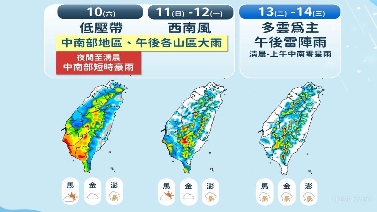 台灣未來一週下雨。(圖/中央氣象署)
