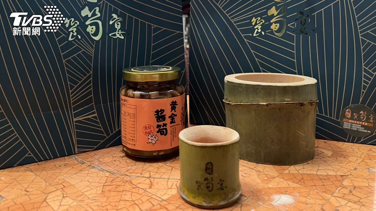 饗筍宴特別準備竹製的餐具。（圖／陳祁　攝）