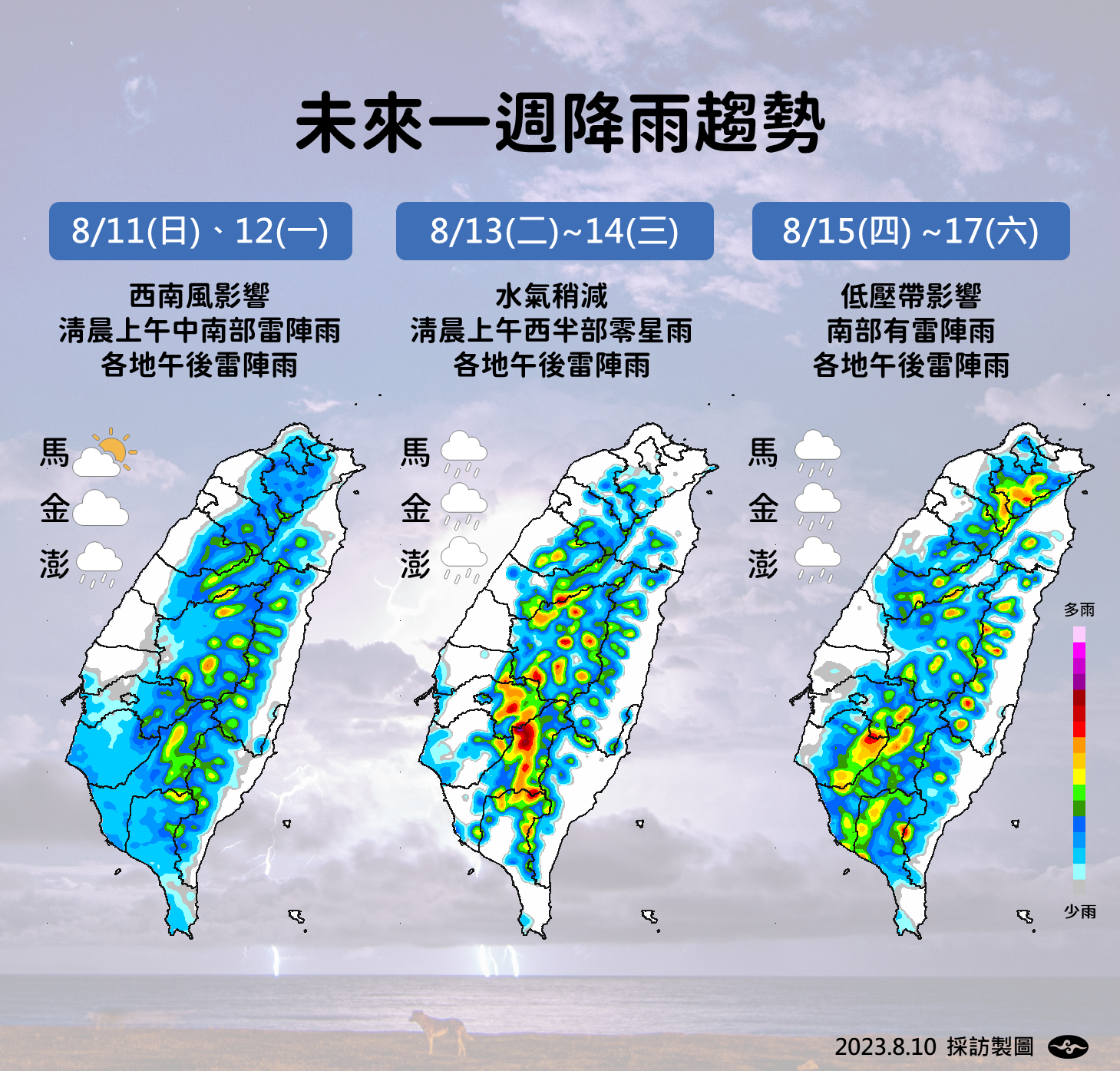 未來一週降雨趨勢。(圖/中央氣象署)