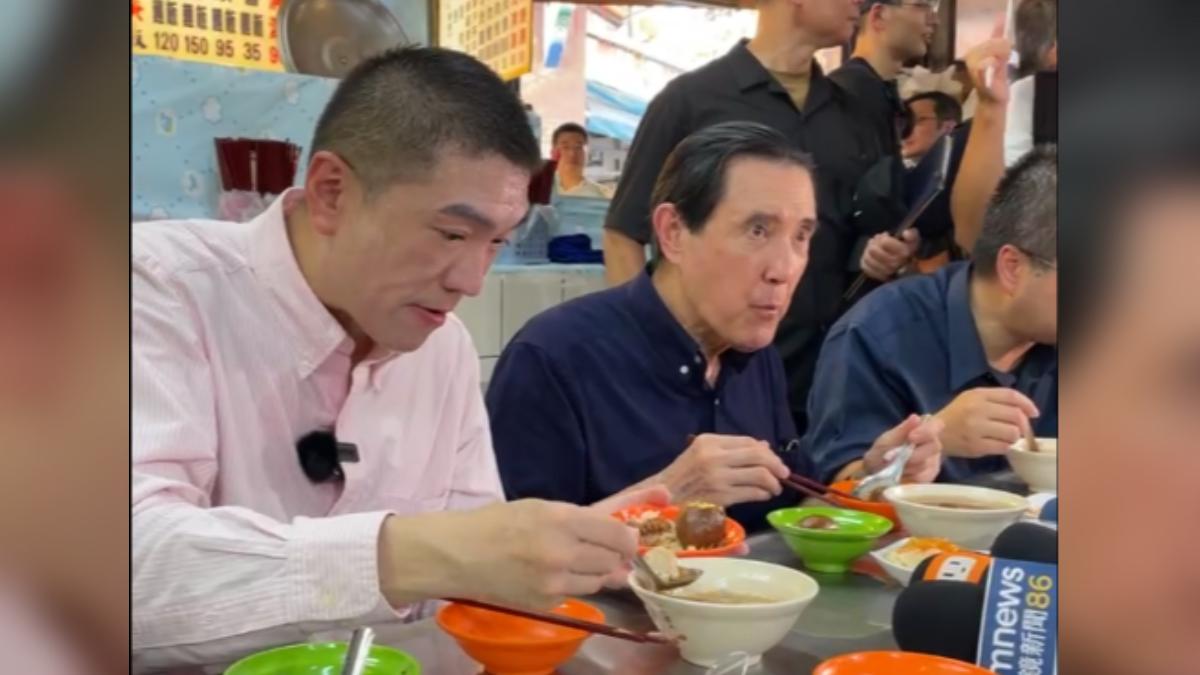 馬英九赴基隆力挺謝國樑。(圖/翻攝自謝國樑臉書直播)