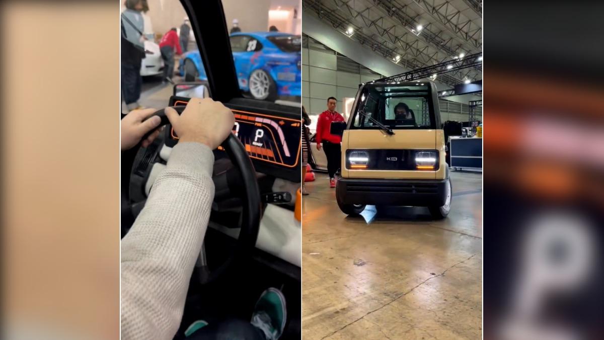 車廠執行長試開Mibot,讓消費者能一睹實體車的設備與內裝樣式。(圖/翻攝自X @kussunokio)