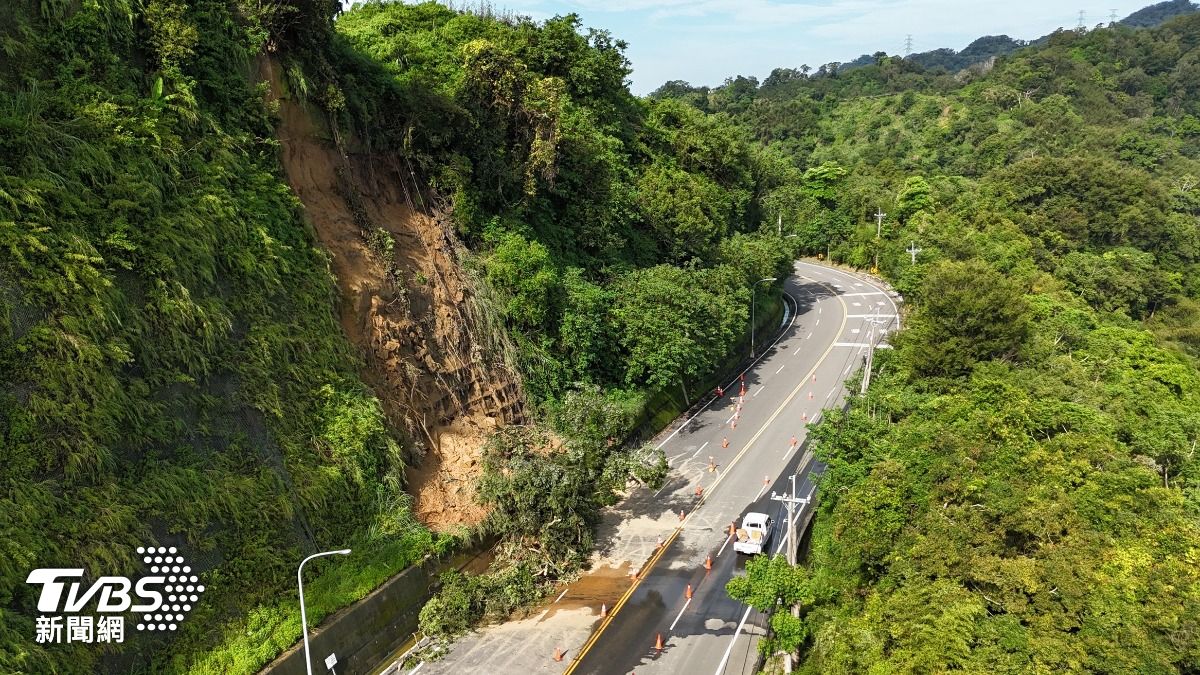 台3線大湖段發生坍方!直徑30公分路樹橫躺 公路局急搶修