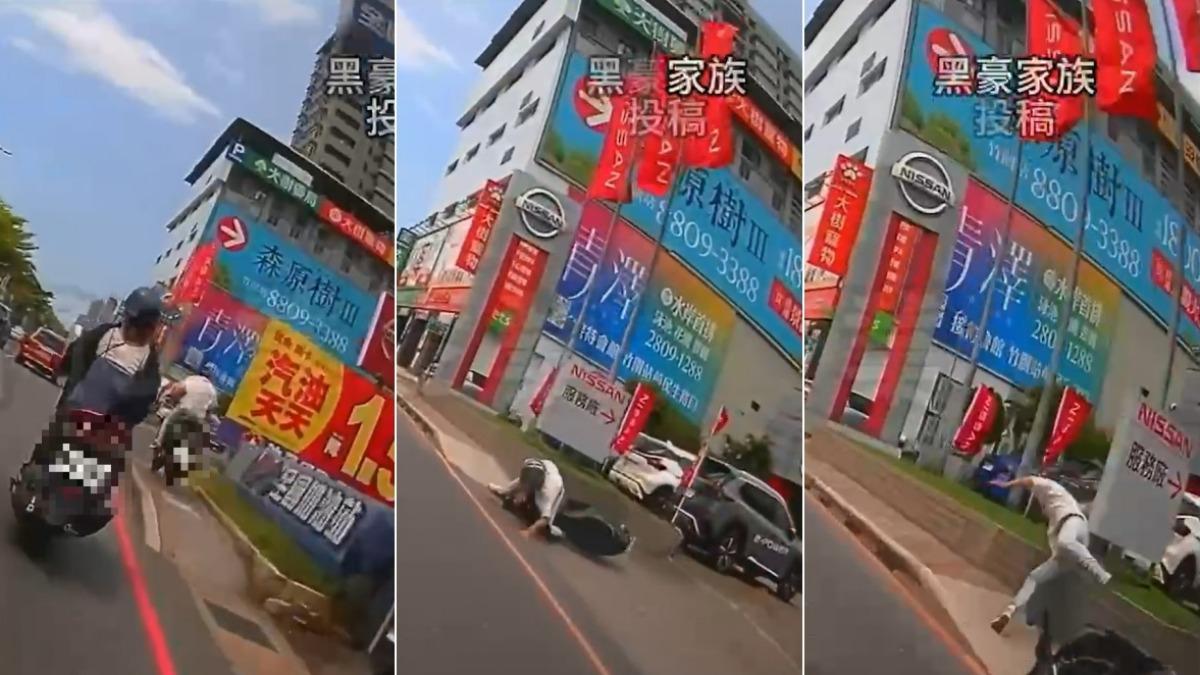 年輕人為超車騎上人行道 重心不穩慘摔還吃罰單