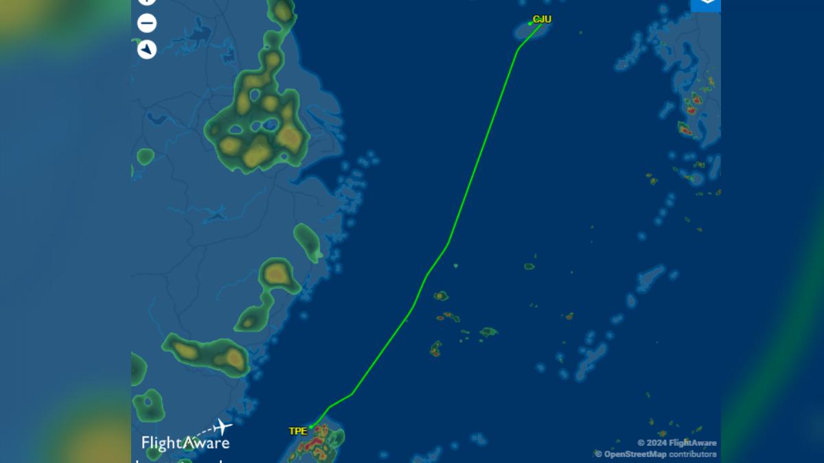 酷航班機突改降台灣。（圖／翻攝自FlightAware）