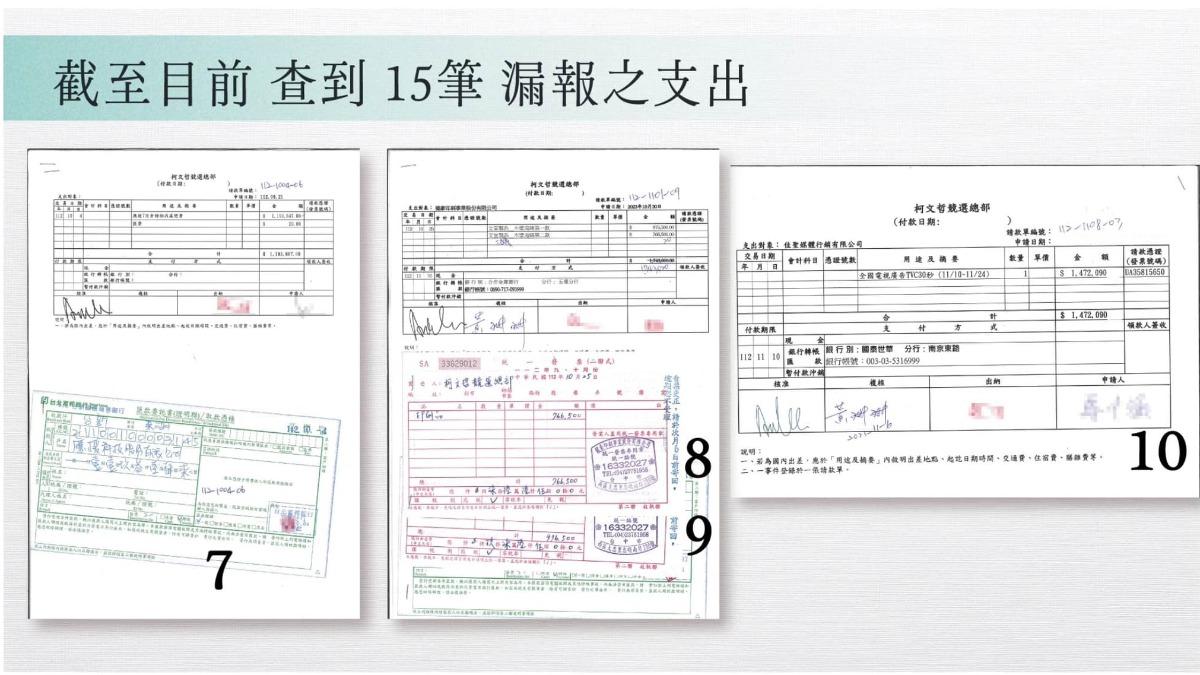 民眾黨記者會公布漏報單據,律師看傻眼。(圖/翻攝自陳又新臉書粉專)