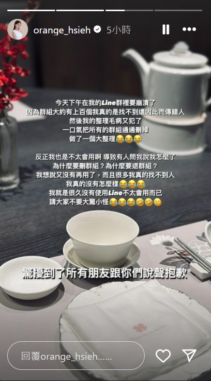 謝京穎退光LINE群組，親吐背後原因。（圖／翻攝自謝京穎IG）