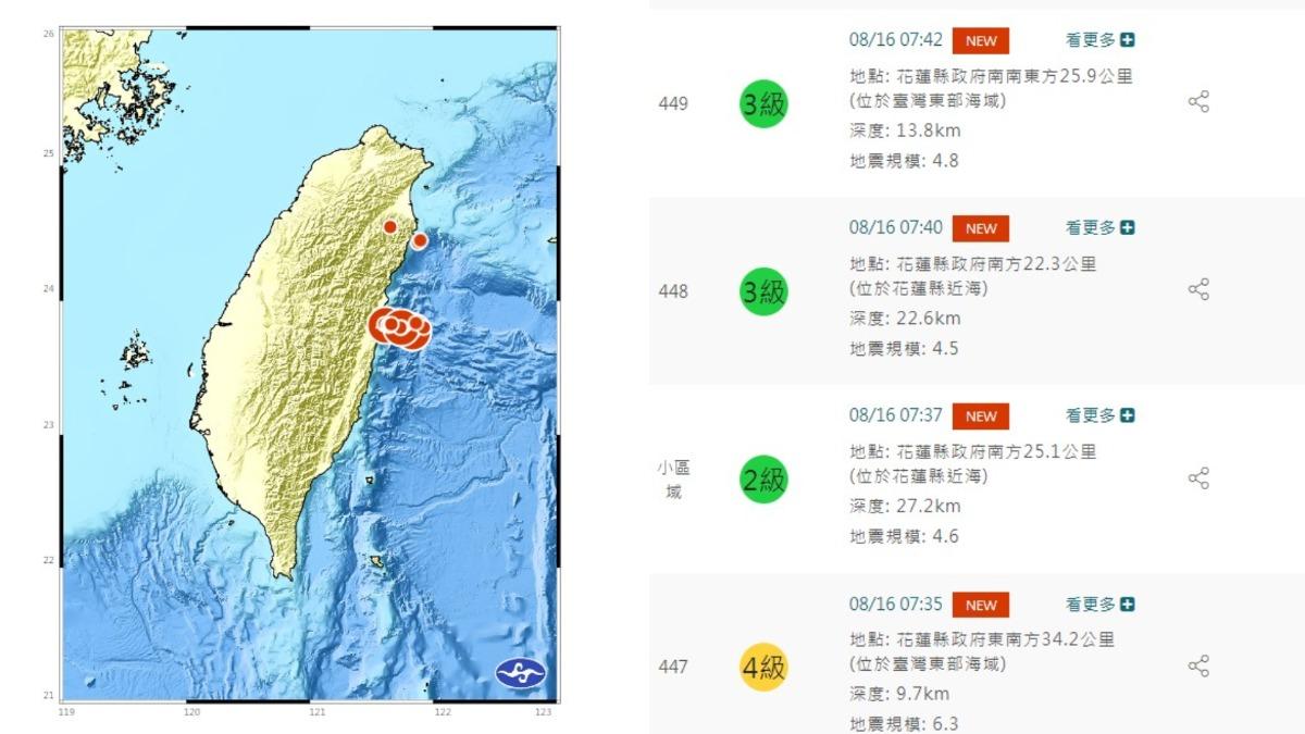 10分鐘連5震!花蓮狂晃無關0403 氣象署:這區3到5年就強震