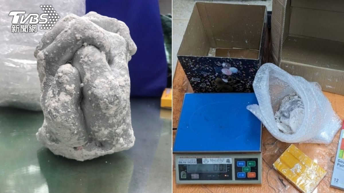 運毒集團大馬運台石膏模型「禱告的手」　內藏百萬海洛因磚