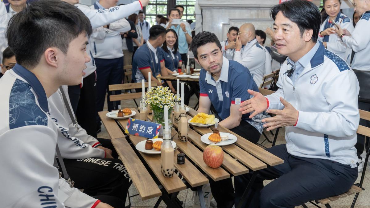 賴清德今天在府內接見奧運台灣英雄。(圖/總統府提供)