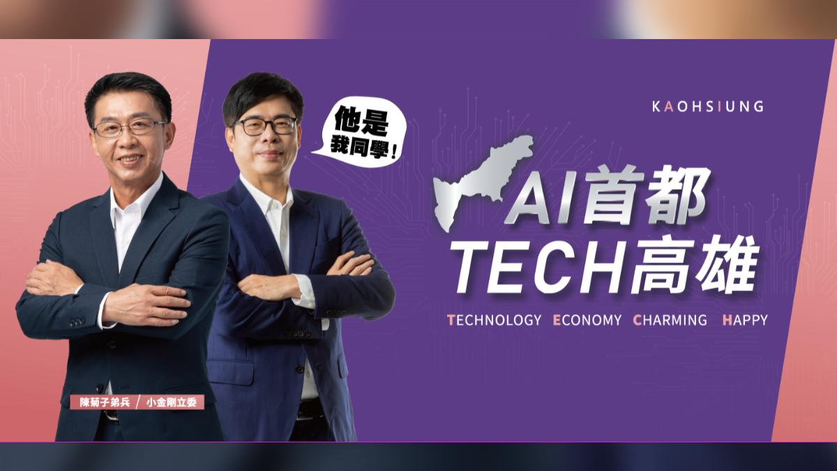 許智傑已掛上與陳其邁的看板。(圖/翻攝自高雄小金剛許智傑臉書)
