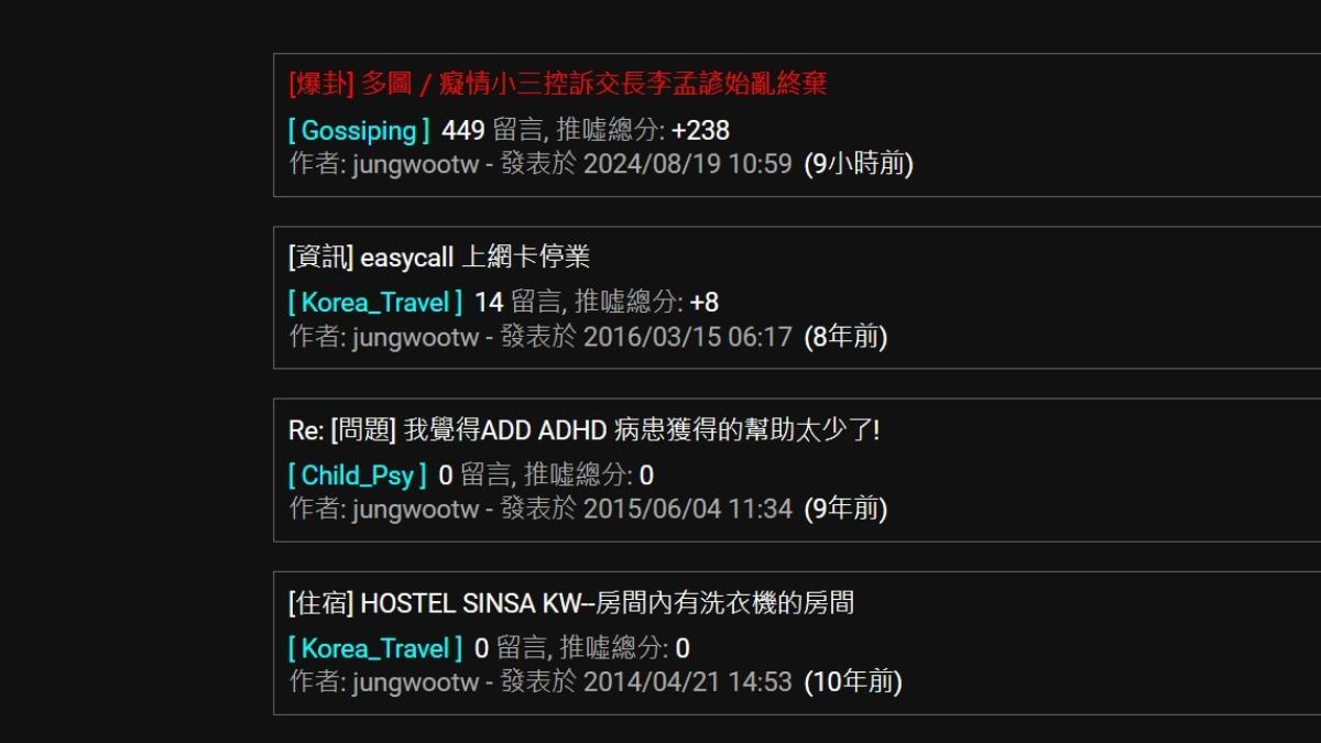 爆料帳號上次發文是8年前。（圖／翻攝自PTT網頁版）