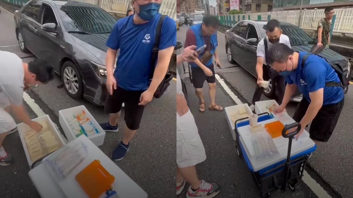 忠孝橋塞爆！受困男下車「直接開賣早餐」　網看傻：台灣人就是強