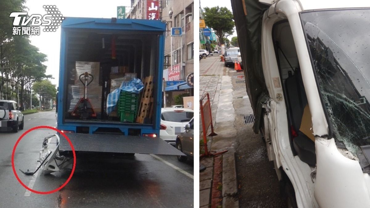 貨車併排卸貨...小貨車撞上恐怖升降梯 車門秒「被消失」