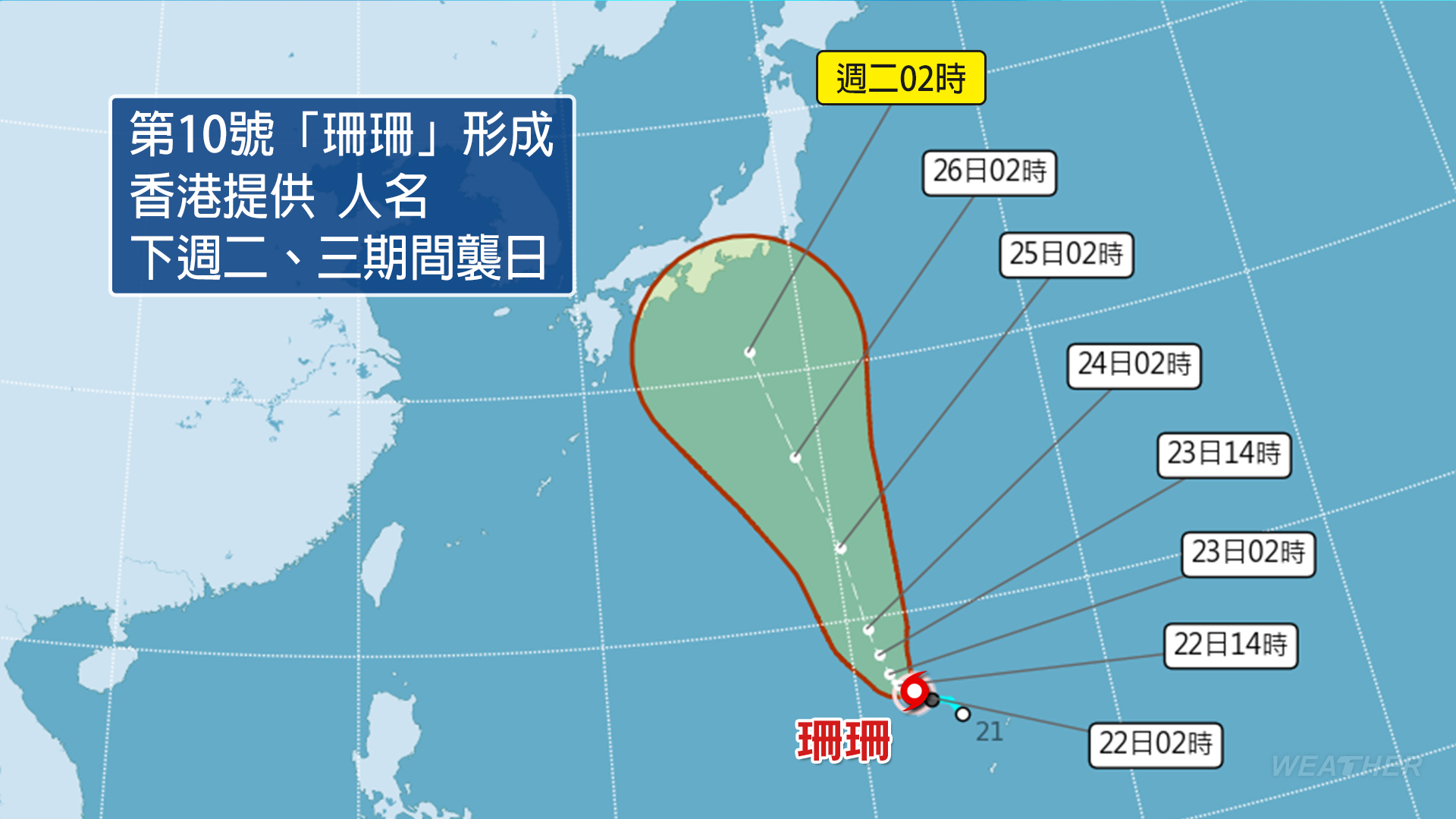 颱風珊珊路徑。(圖/TVBS)