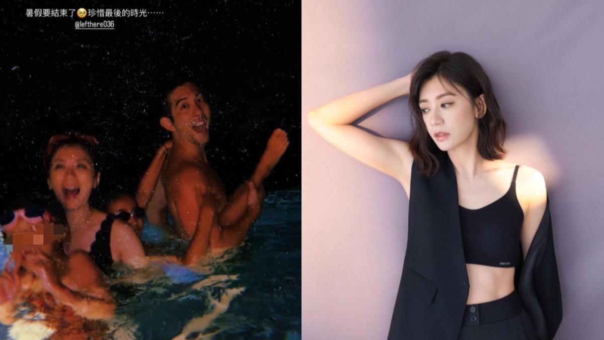 賈靜雯解放泳裝超辣! 黏2愛女戲水「珍惜最後的時光」