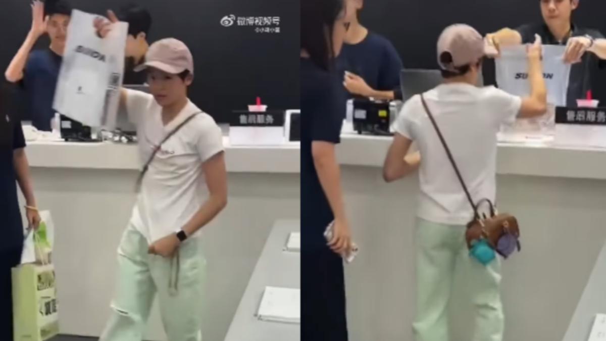 有人目擊，全紅嬋在廣州逛Apple Store。（組圖／翻攝自微博）