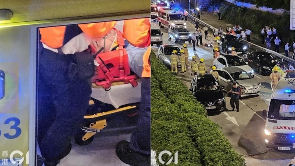 港警追可疑車輛時受傷。（圖／香港01提供）