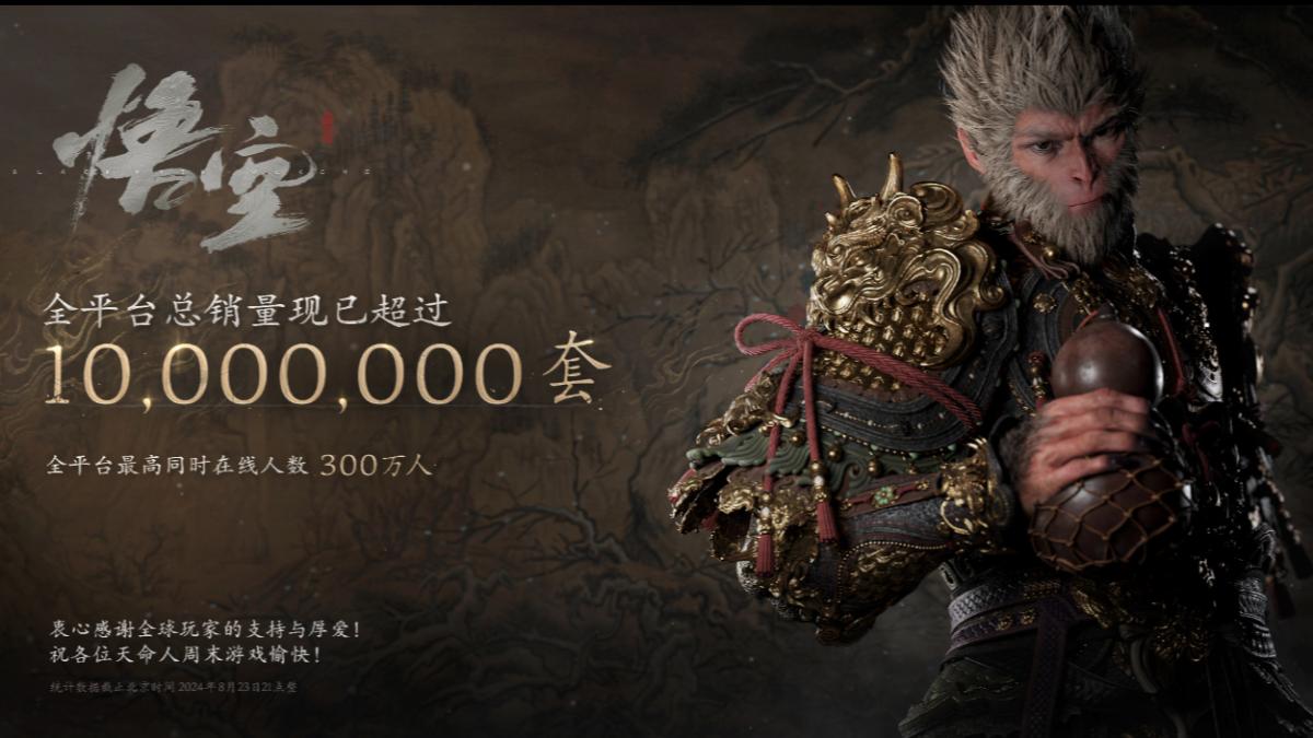 《黑神話:悟空》3天銷量破千萬、在線數300萬 製作人:很快很意外