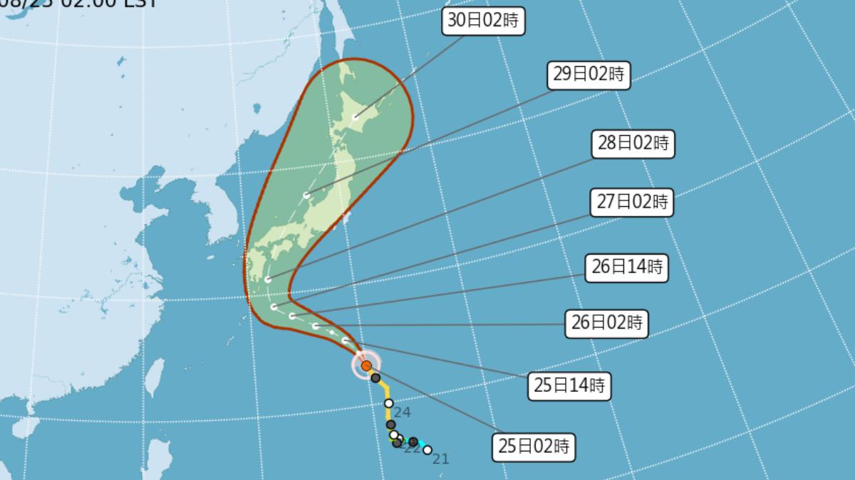 珊珊颱風即將大迴轉，並預計會在下週橫掃日本大部分地區。（圖／翻攝自中央氣象署）