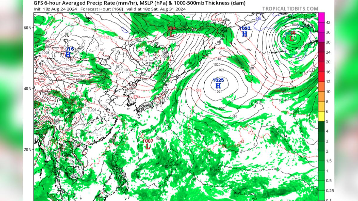 下週起有新的季風低壓槽建立趨勢,圖為9/1日美國模式。(圖/翻攝Tropical Tidbits)