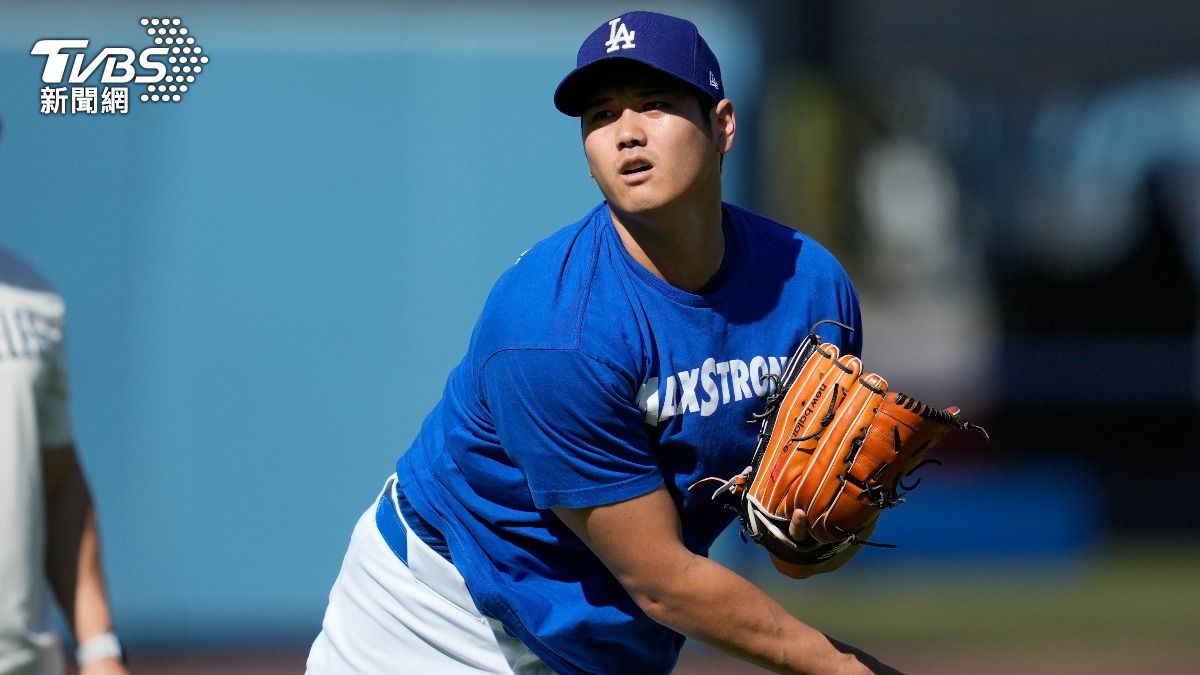 大谷翔平賽前進行練投。(圖/達志影像美聯社)