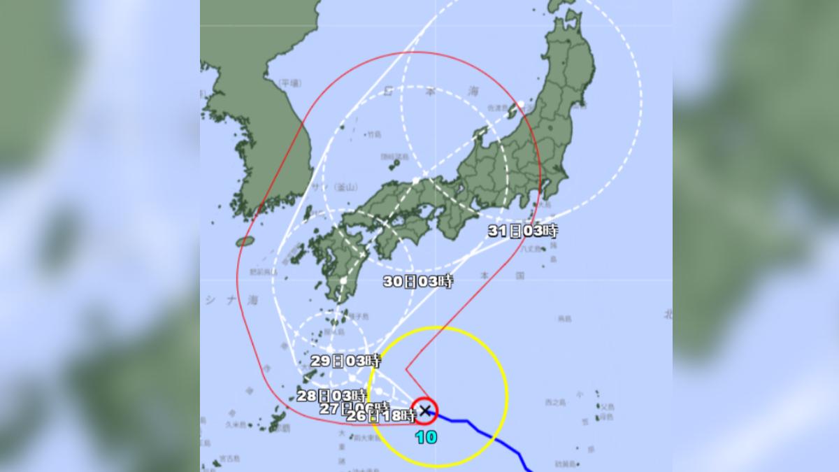 珊珊颱風明「大迴轉」達強度巔峰。（圖／日本氣象廳）