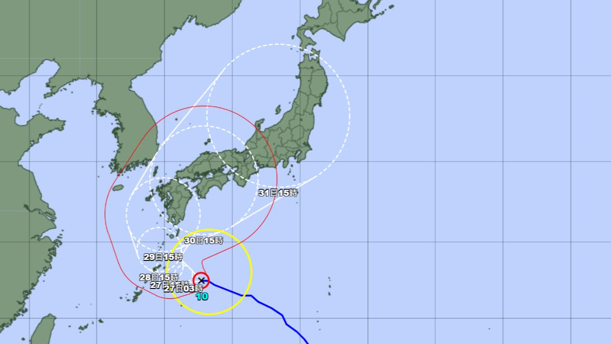 珊珊颱風路徑西修估8/29登陸九州 JR九州宣布停駛、近三百航班取消