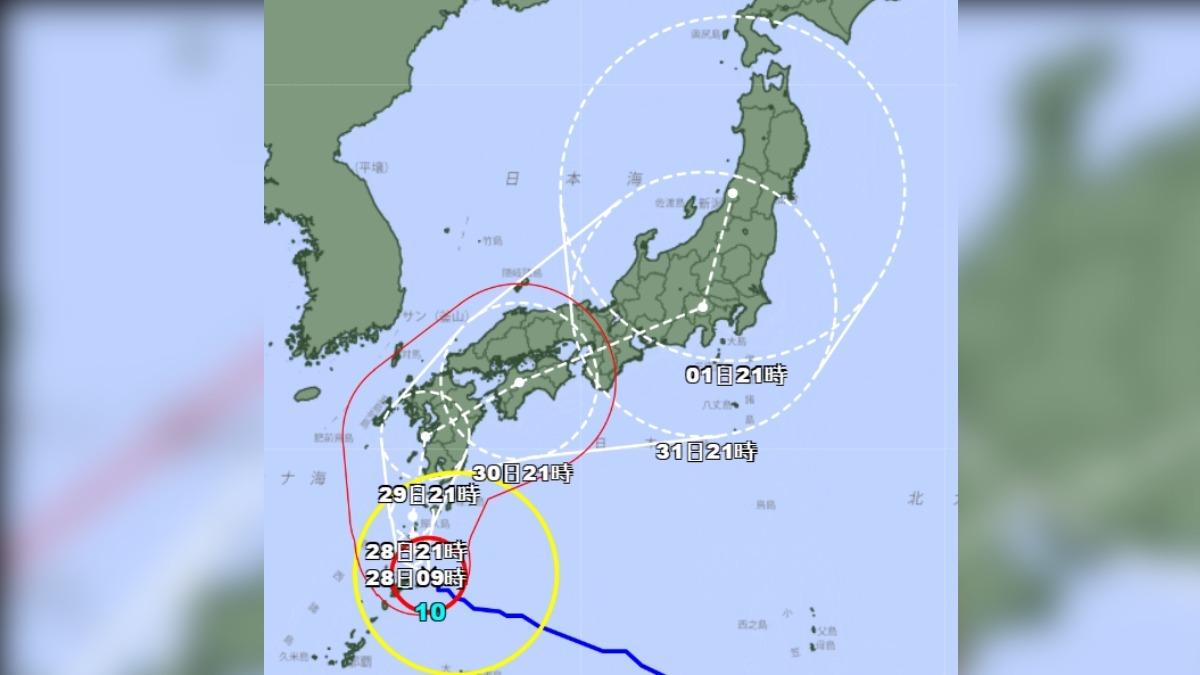 珊珊颱風撲日估影響5天 週四登陸九州雨量「恐達600毫米」