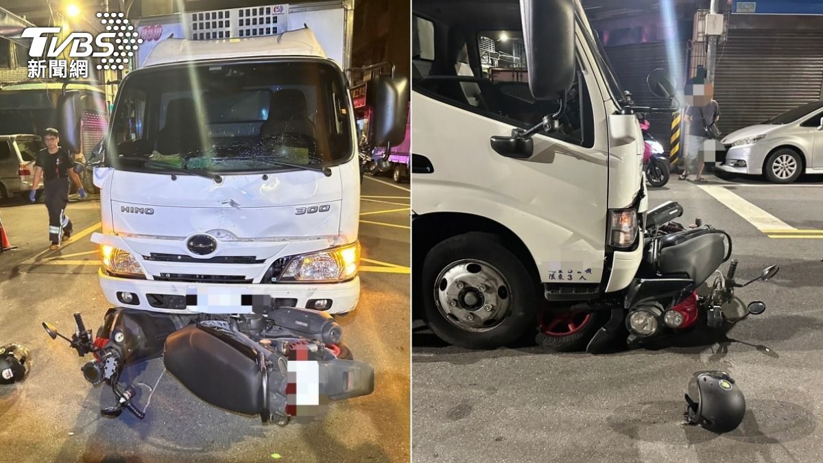 新北嚴重事故!貨車巷口猛撞雙載機車 女乘客頭部重創昏迷