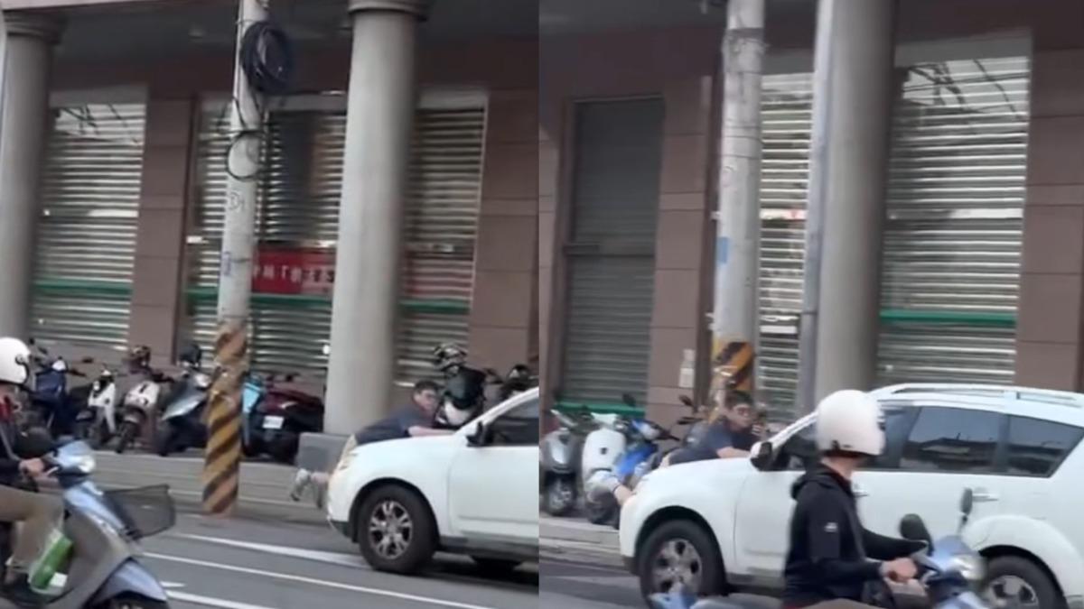 有片/不爽違停!台中男趴引擎蓋抗議 被加速載走「還在滑手機」