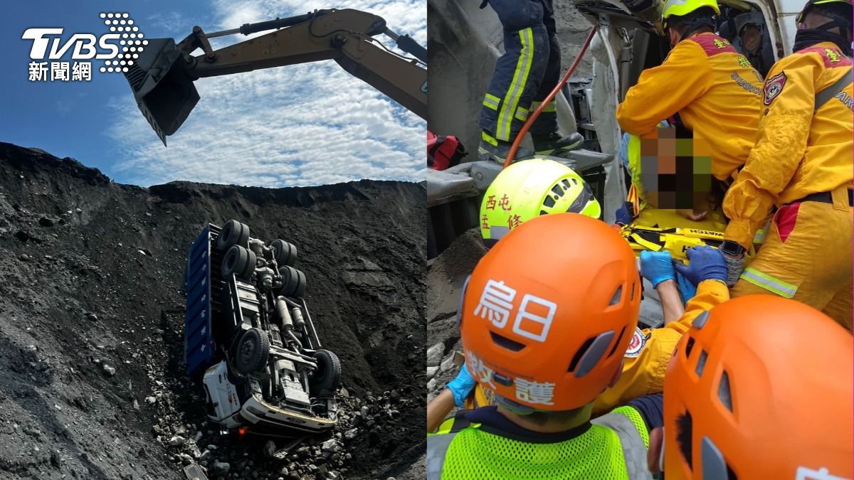 台中砂石場驚悚工安意外!大車斜坡滑落翻覆 男頭部重創慘死