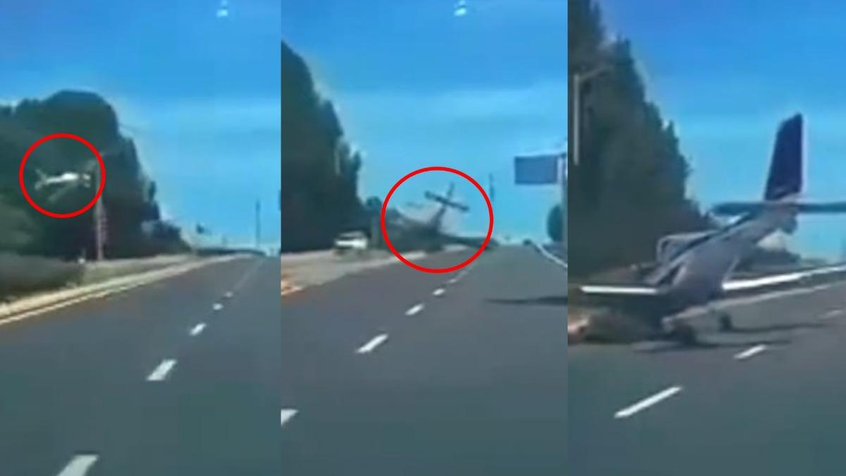 陸飛機失控迫降!眼前劃過「馬路中墜毀」 她目擊驚悚瞬間:差點被砸