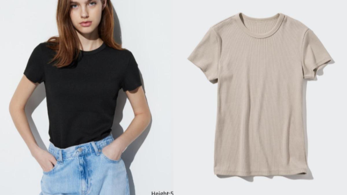 想要有件顯瘦上衣的女生,找羅紋材質準沒錯。(圖/翻攝自UNIQLO)