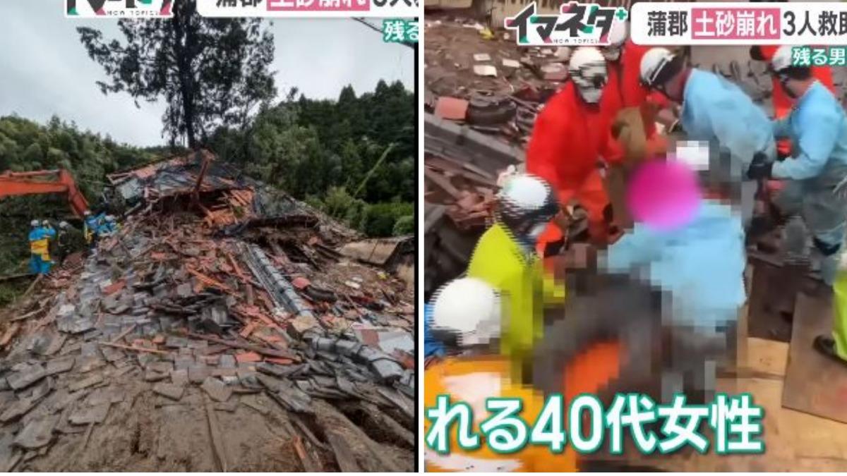 愛知縣一家五口遭活埋,2人受傷3人死亡。(圖/擷取自メ〜テレニュース)