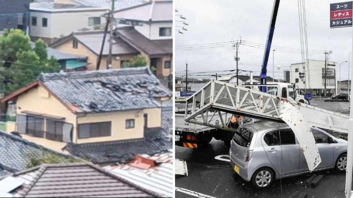 珊珊重創宮崎縣!「突颳龍捲風」玻璃全破、看板砸車22人傷