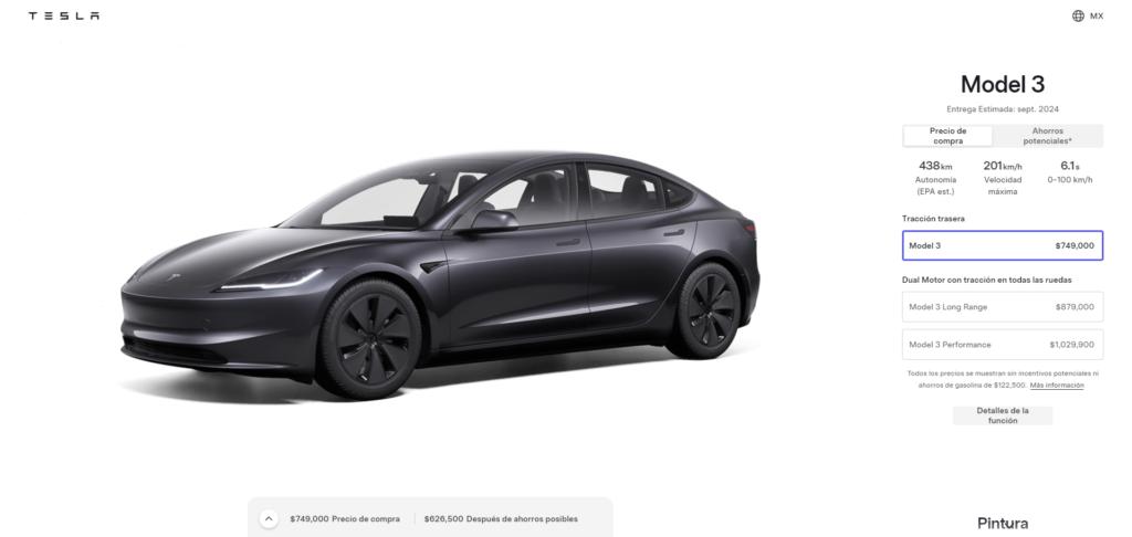 Tesla 在墨西哥市場推出了一款針對價格敏感消費者的精簡版 Model 3 車型，這款車的售價僅為 749,000 墨西哥披索，換算約新台幣 120 萬元。（圖／特斯拉）