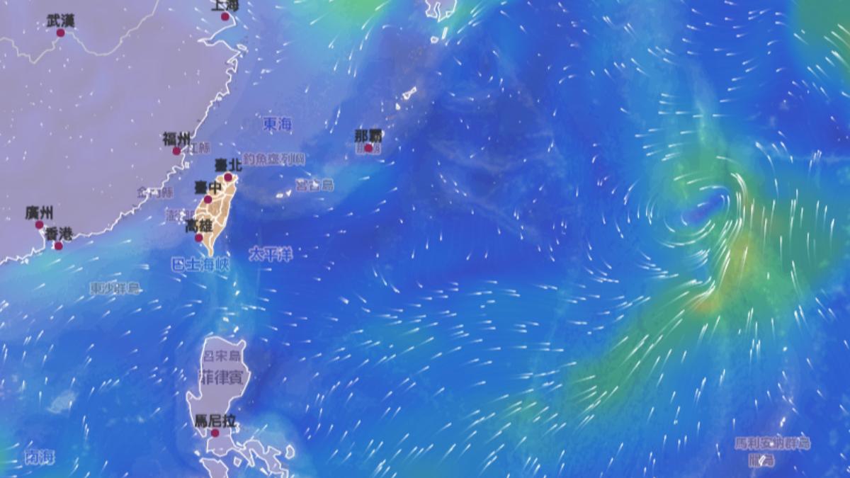 下週大低壓帶是否有擾動生成、是否成颱都要持續觀察，圖為9/4風場圖。（圖／氣象署）