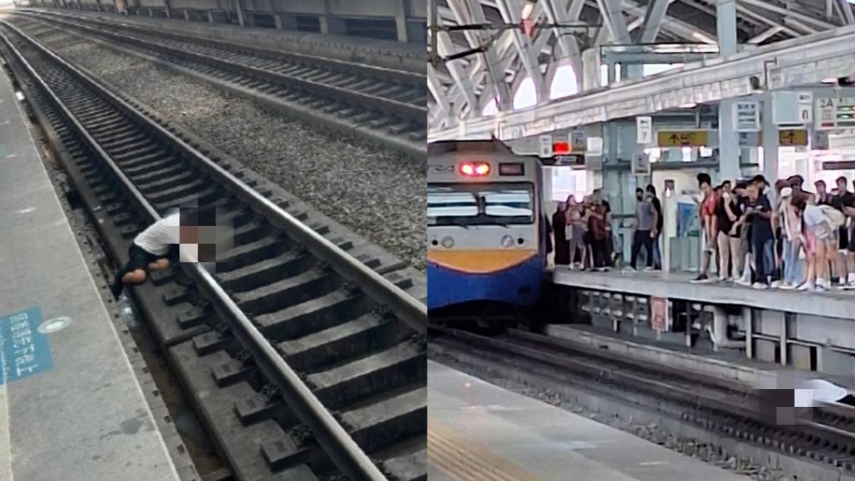 嚇死人!男月台頭暈「臉朝下」倒臥台中車站鐵軌 列車差點撞上