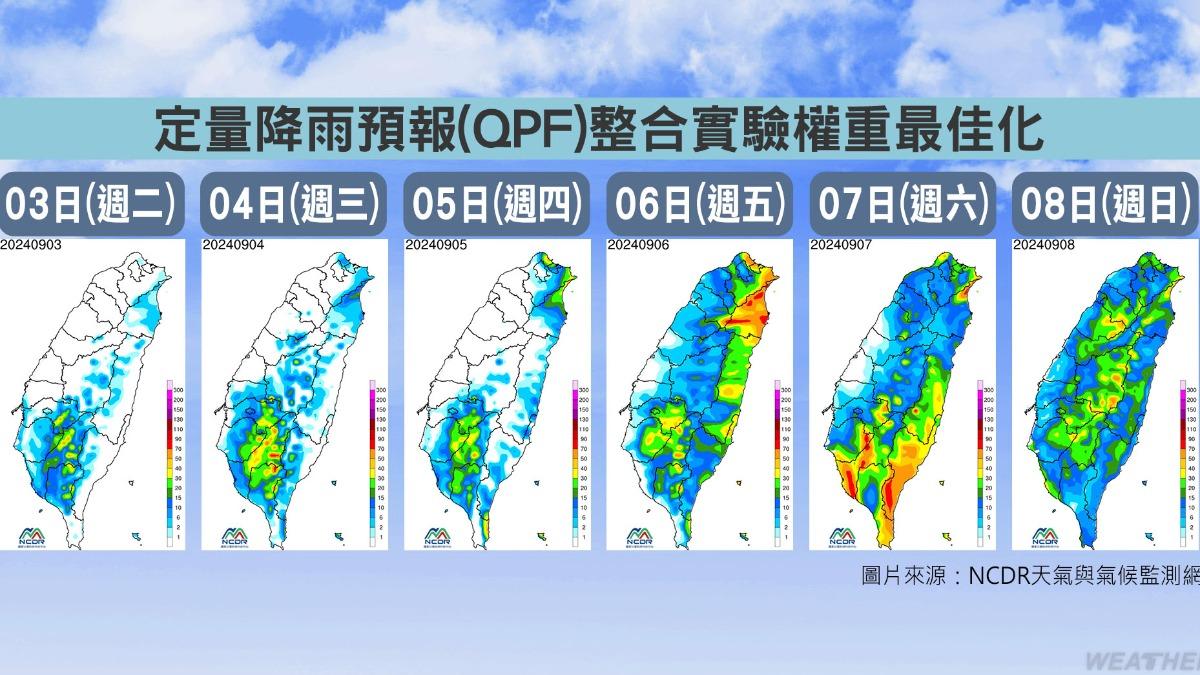 本週定量降雨預報。（圖／NCDR天氣與氣候監測網）