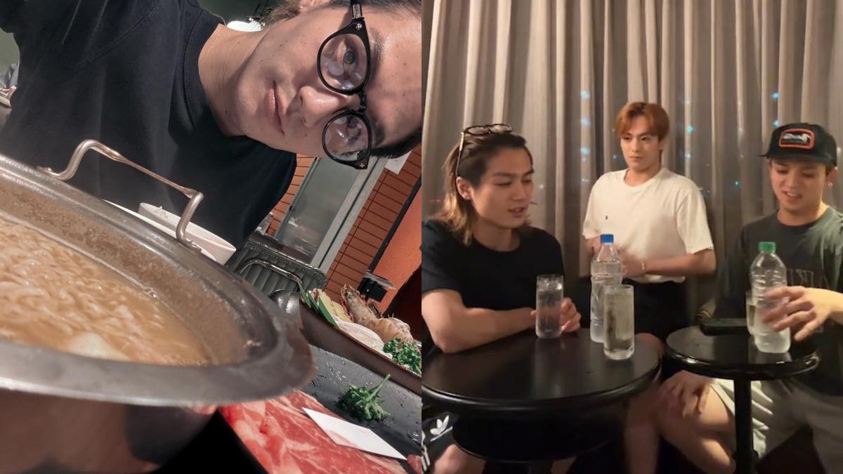 松田元太(左)昨晚吃完火鍋後還揪成員在台灣開直播。(圖/翻攝自松田元太IG)