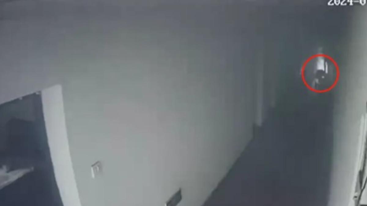 室友隔了30多秒後大叫衝出房門,痛苦地趴倒在地。(圖/大風新聞)
